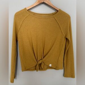 Treasure & Bond Girls Olive Honey Cozy Tie Front Top Size Medium 8-10